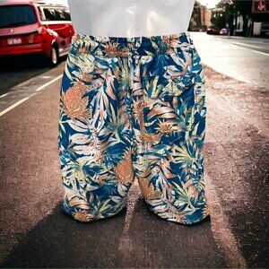 Caribbean Swimwear Men's Tropical Swimwear Trunks Size M Multicolor Pockets